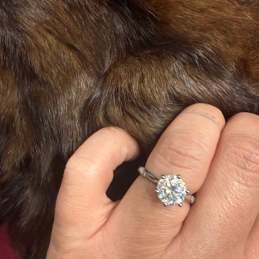 Elegant Sterling Silver Moissanite Ring size 7.5 adjustable